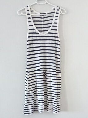 GAP cotton/linen striped sleeveless dropped waist dress
